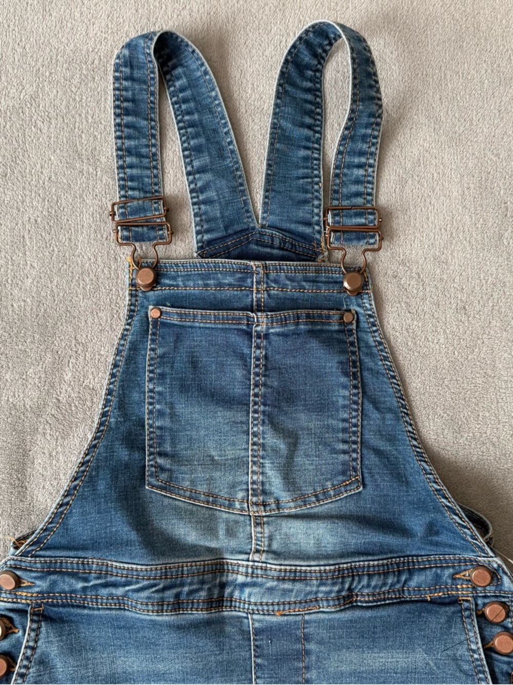 Love Trends Blue Denim Overall Jumper Dress Skirtall Size S Mini Jean Pinafore - Picture 3 of 14